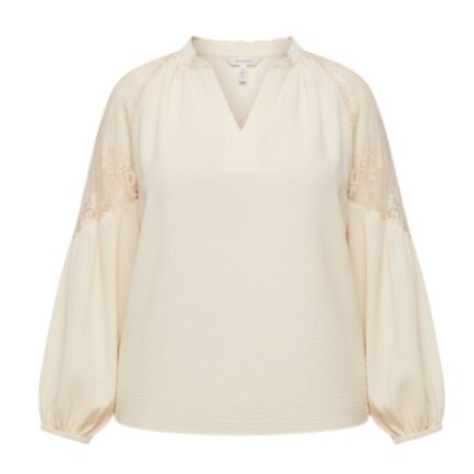 Women's Lace Shoulder Balloon Sleeve Blouse