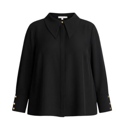 Plus Size Pointed Collar Button Up Shirt